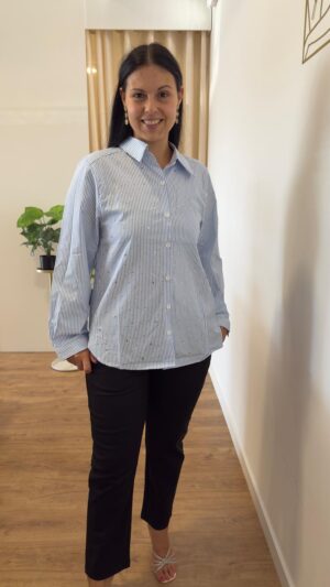 Camisa de riscas com brilhos