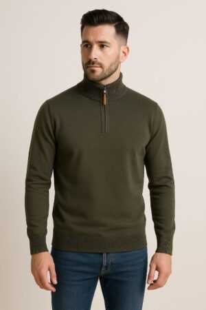 Camisola meia gola com fecho