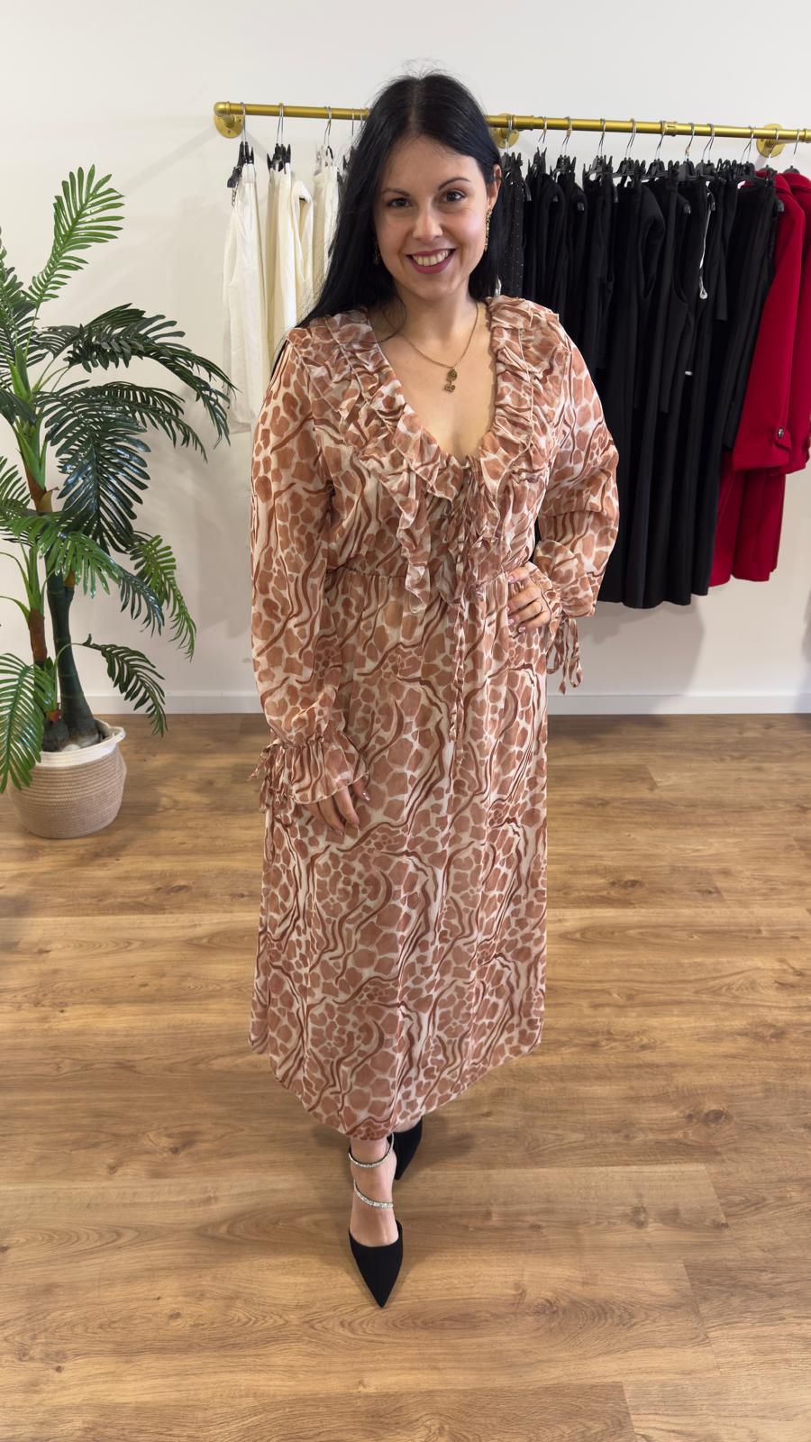 Vestido padrão bege